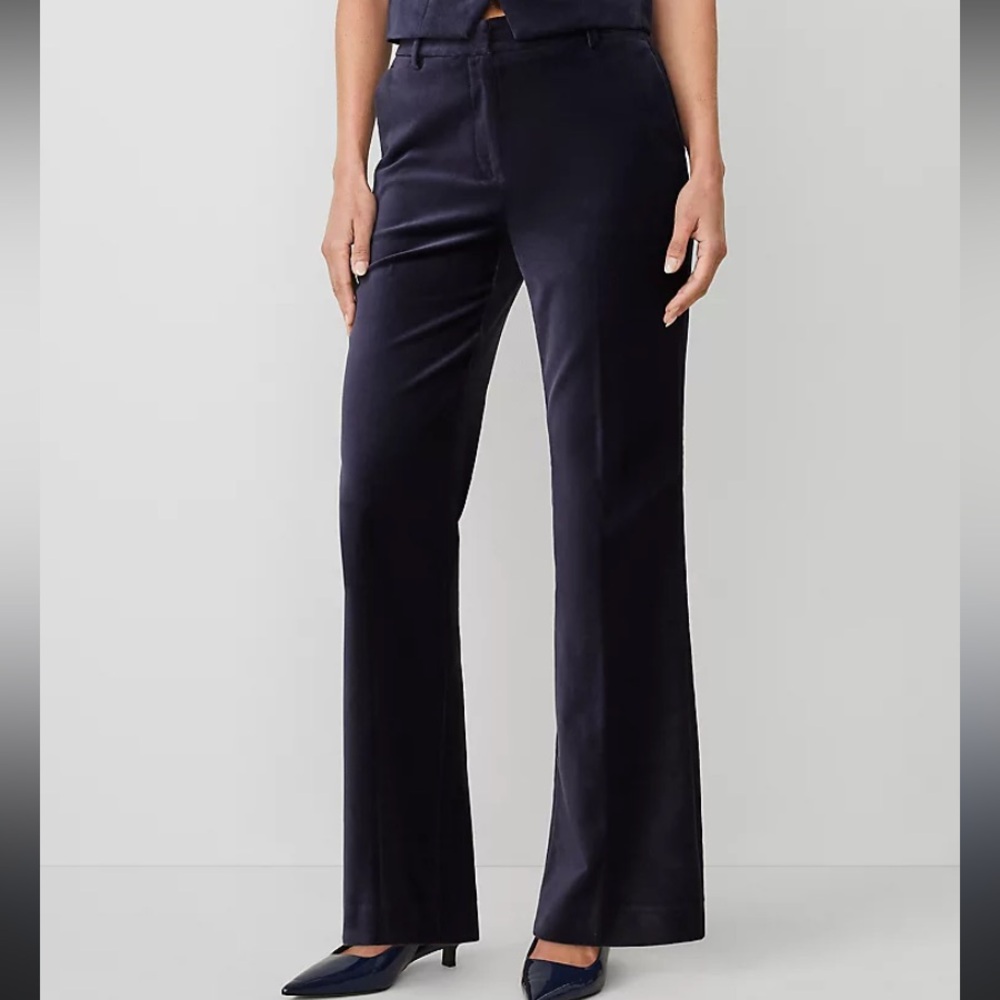 Ann Taylor Dark Gray Velour Trouser Pants 8 LIKE NEW